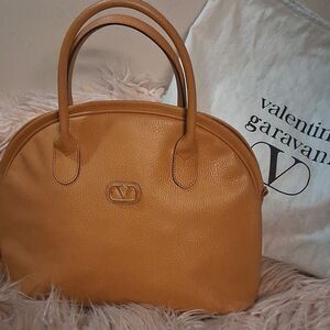 Valentino Garavani Yellow/beige Pebbled Leather Handbag